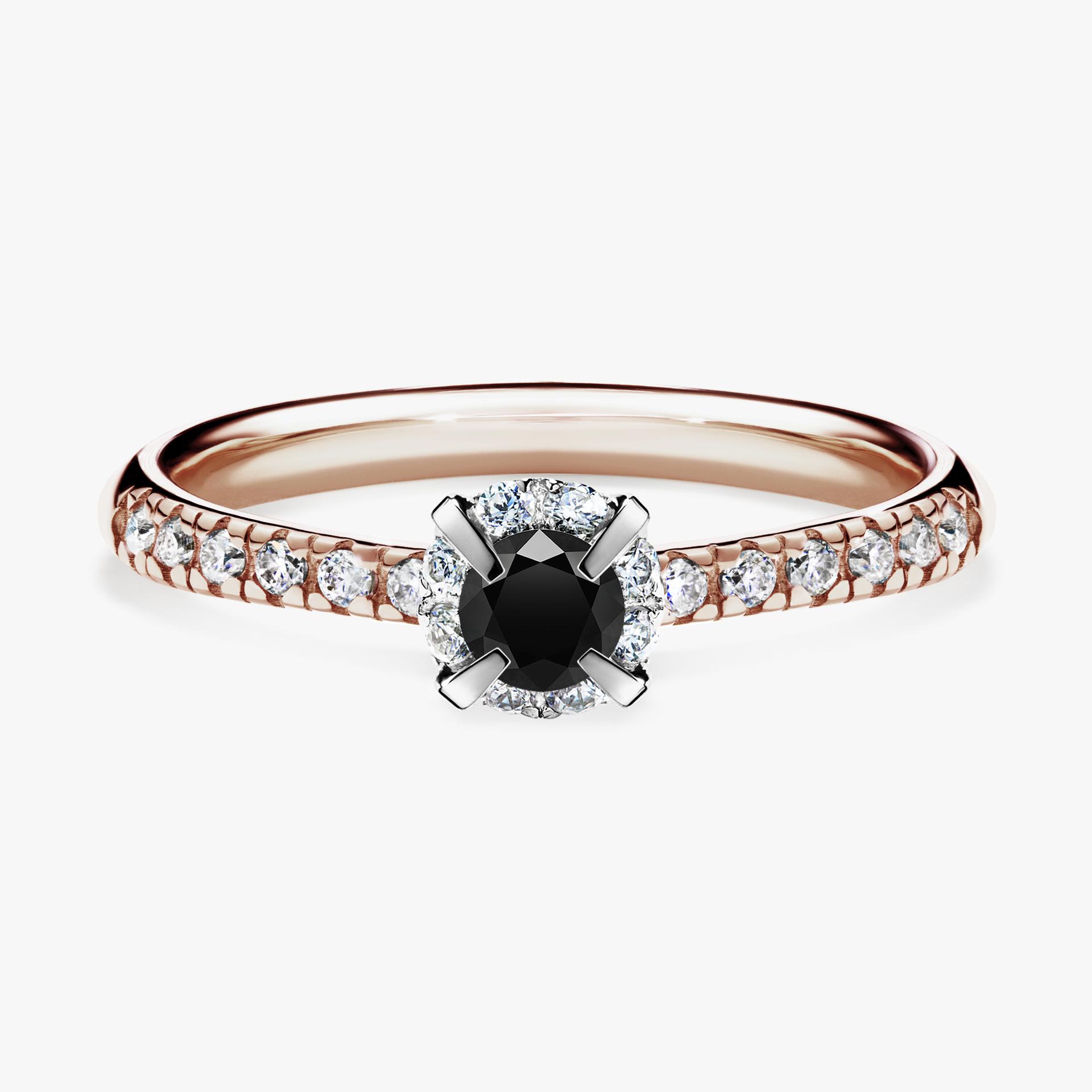 Pierścionek zaręczynowy My Princess z różowego złota z czarnym diamentem 0,28ct